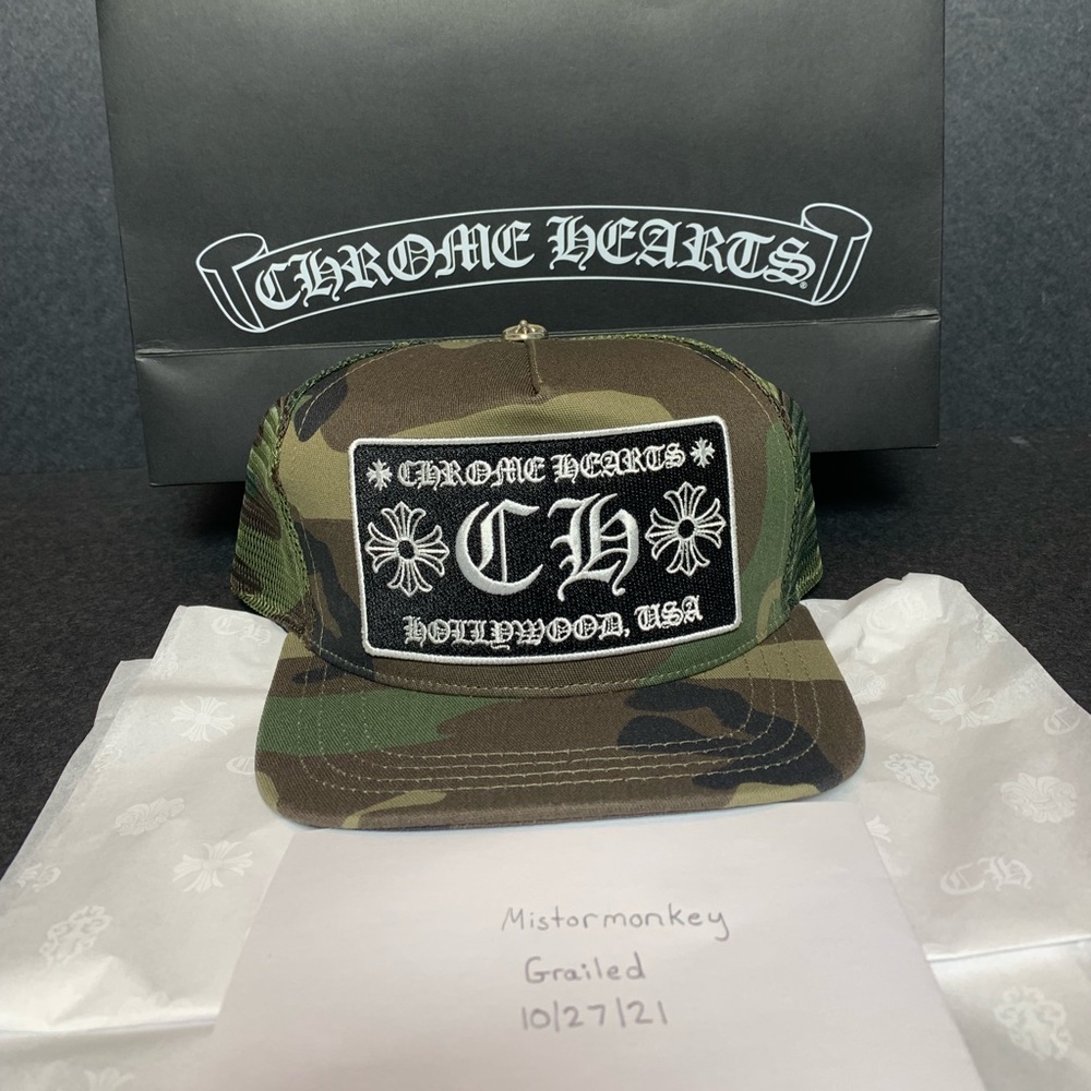 Chrome Hearts Camo Hollywood Trucker Hat